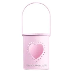 Couples Personalised Metal Pink Candle Holder