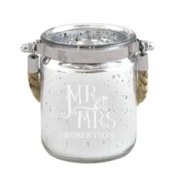 Dotty Mr And Mrs Personalised Glitter Candle Holder