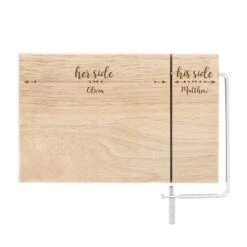 Engraved Cheese Board And Slicer - My Side And Your Side