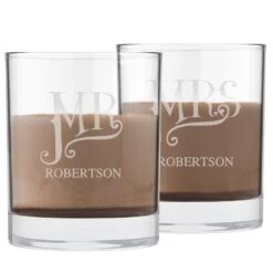 Engraved Dotty Mr And Mrs Tumbler Set