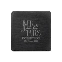 Engraved Dotty Mr And Mrs Slate Coasters