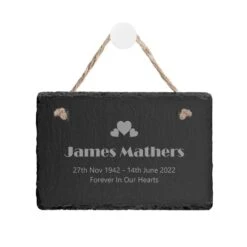 Engraved Heart Motif Slate Door Plaque
