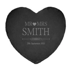 Engraved Heart Slate Cheeseboard - Mr And Mrs