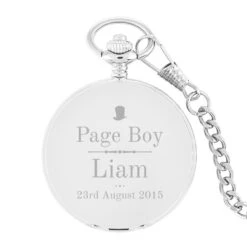 Engraved Pocket Watch - Page Boy Top Hat