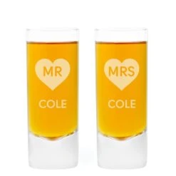 Engraved Shot Glass Set - Mr And Mrs