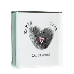 Gifts Shop -Gifts Shop fingerprint heart personalised glass block 165