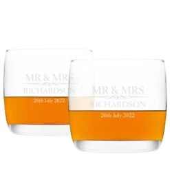 Heritage Wedding Engraved Rocks Tumblers