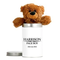 Heritage Wedding Male Personalised Teddy In A Tin