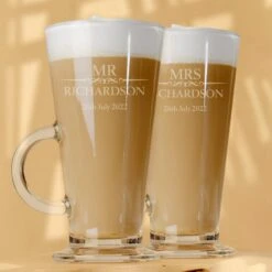 Heritage Wedding Mr And Mrs Latte Glasses