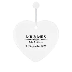 Heritage Wedding Mr And Mrs Personalised Ceramic Heart Decoration