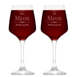 Mr And Mrs Personalised Elegance Wine Glass Set