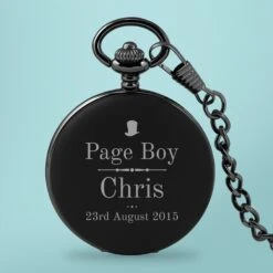 Gifts Shop -Gifts Shop personalised black pocket watch page boy top hat 345