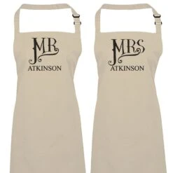 Personalised Dotty Mr And Mrs Apron Set