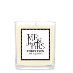 Personalised Dotty Mr And Mrs Scented Candle