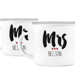 Personalised Enamel Mug Set - Couples