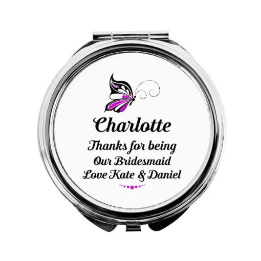 Personalised Round Compact Mirror - Butterfly -Gifts Shop personalised round compact mirror butterfly m 10222